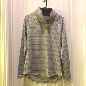 Under Armour long sleeve light weight black and white stripe shirt. Size small